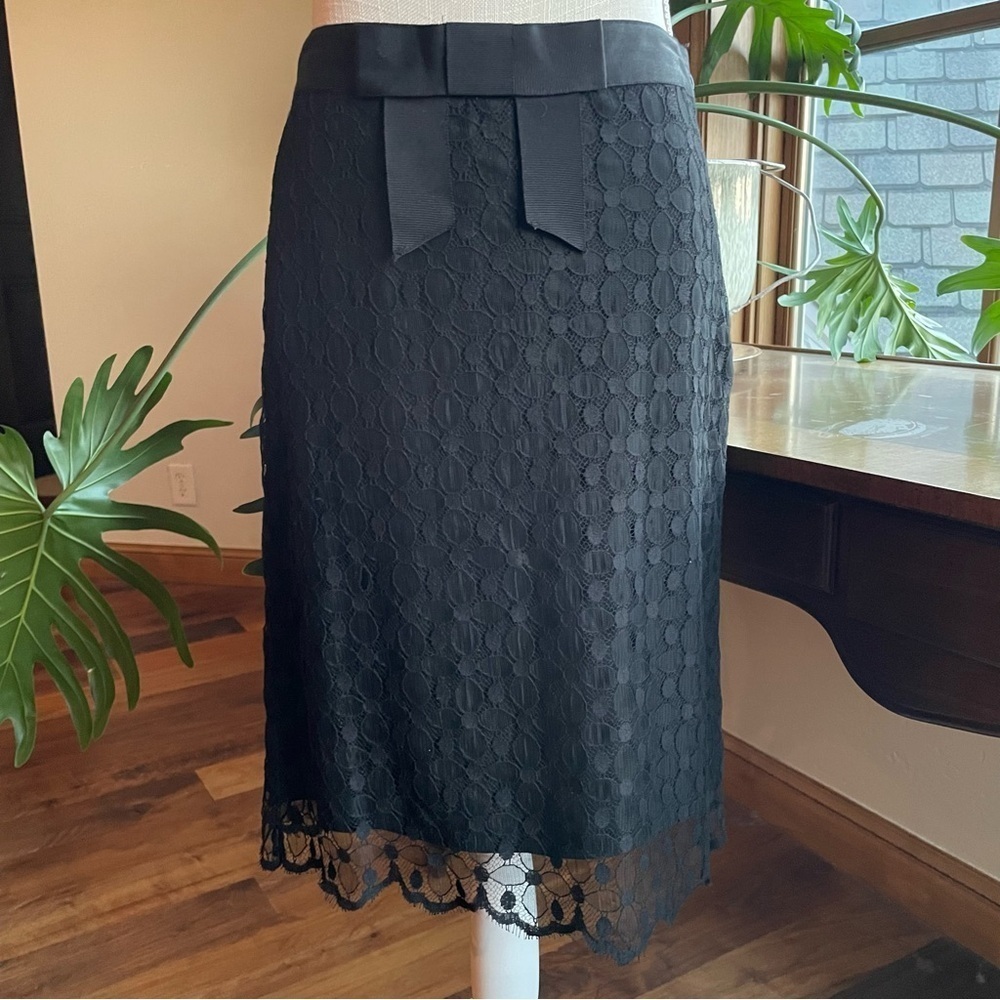 Milly of New York Office Siren Black Lace Overlay Pencil Skirt